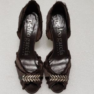 🎈PEDRO GARCIA Espana black satin heels size 36.